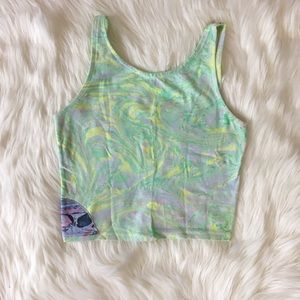 Psychedelic marbled festival crop top